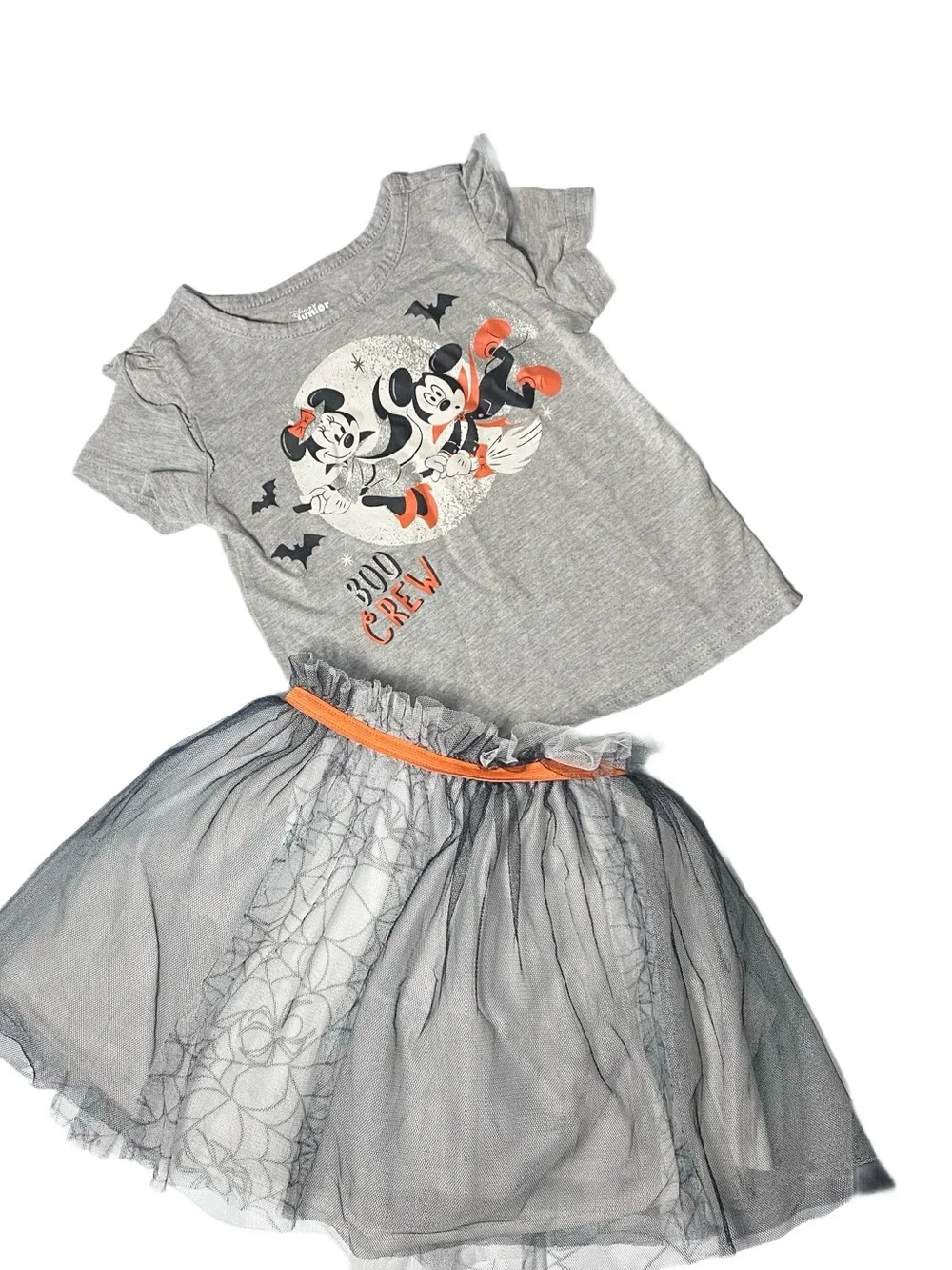 Disney Halloween Mickey & Minnie 'Boo Crew' Tee and Tulle Skort Set Size 2T